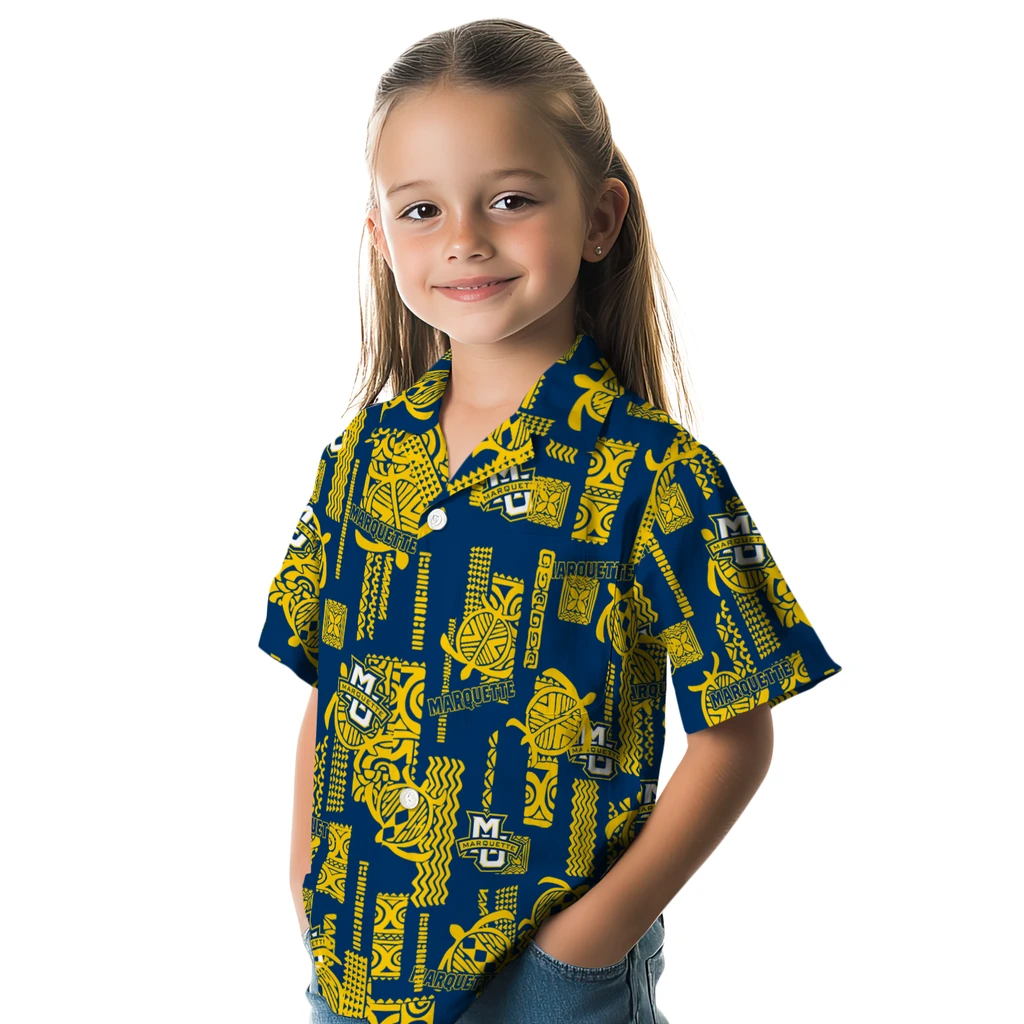 Marquette Golden Eagles Hawaiian Shirt - Turtle Lines marquette golden eagles turtle lines blue hawaiian shirts premium grade
