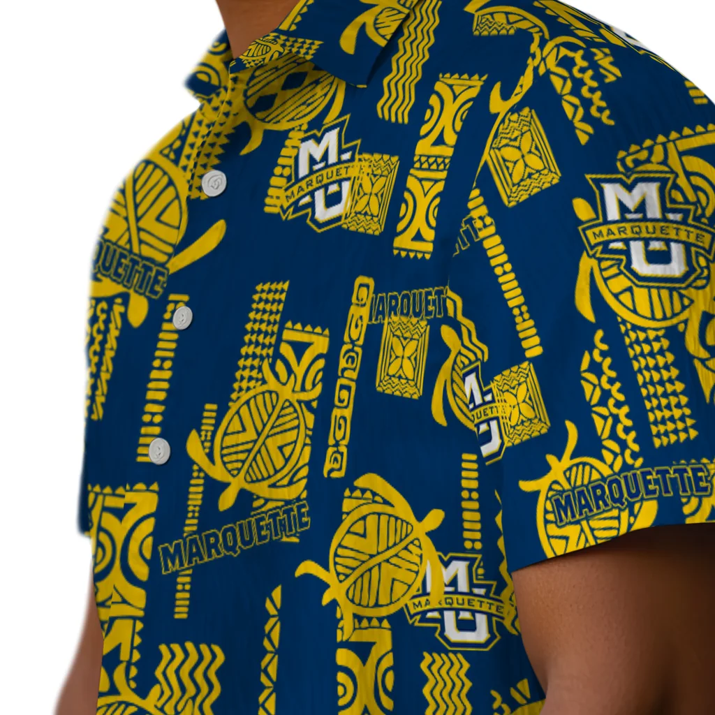 Marquette Golden Eagles Hawaiian Shirt - Turtle Lines marquette golden eagles turtle lines blue hawaiian shirts trendy