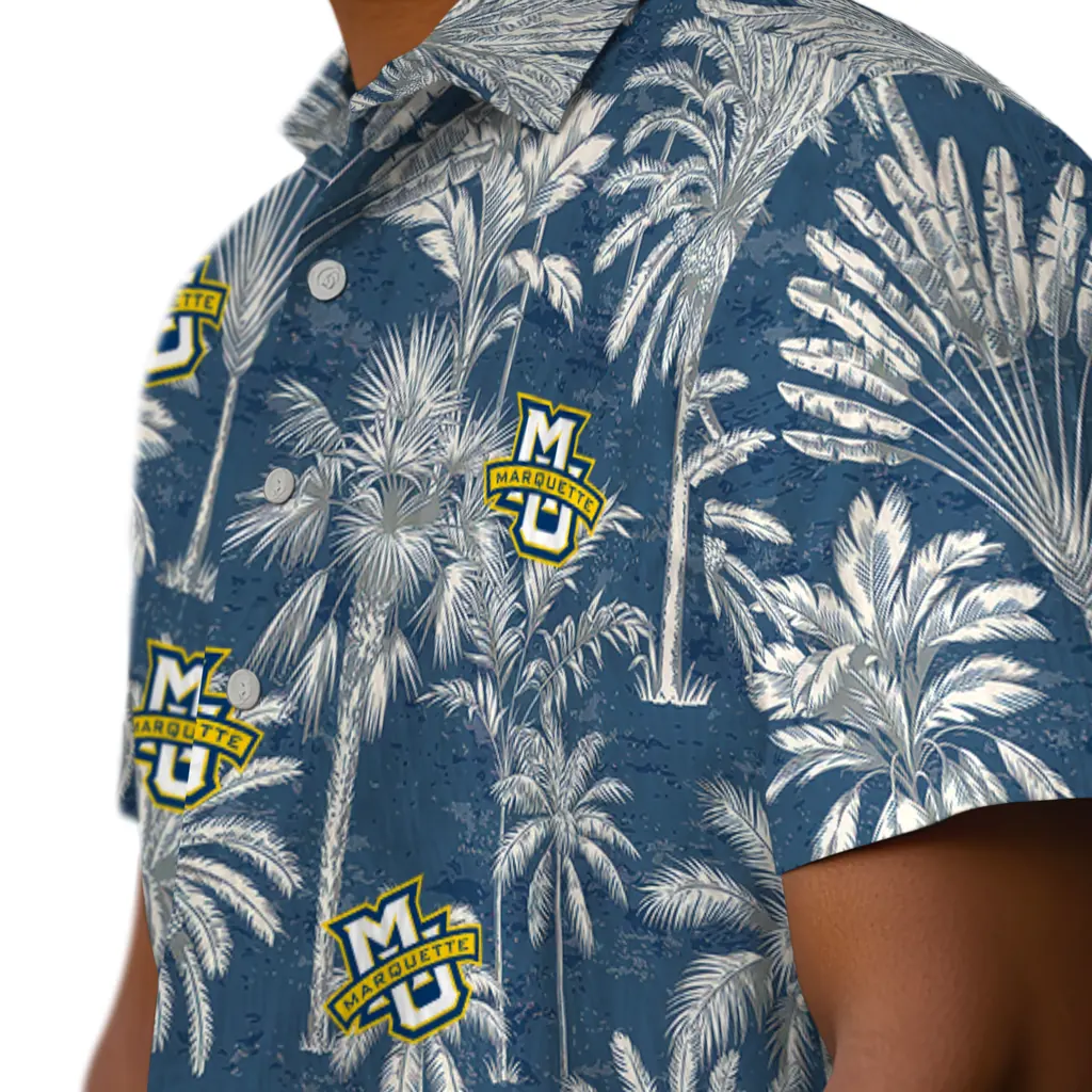 Marquette Golden Eagles Hawaiian Shirt - Vintage Palm Tree marquette golden eagles palm shadows blue hawaiian shirts trendy