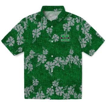 marshall thundering herd hibiscus petals green hawaiian shirts best selling