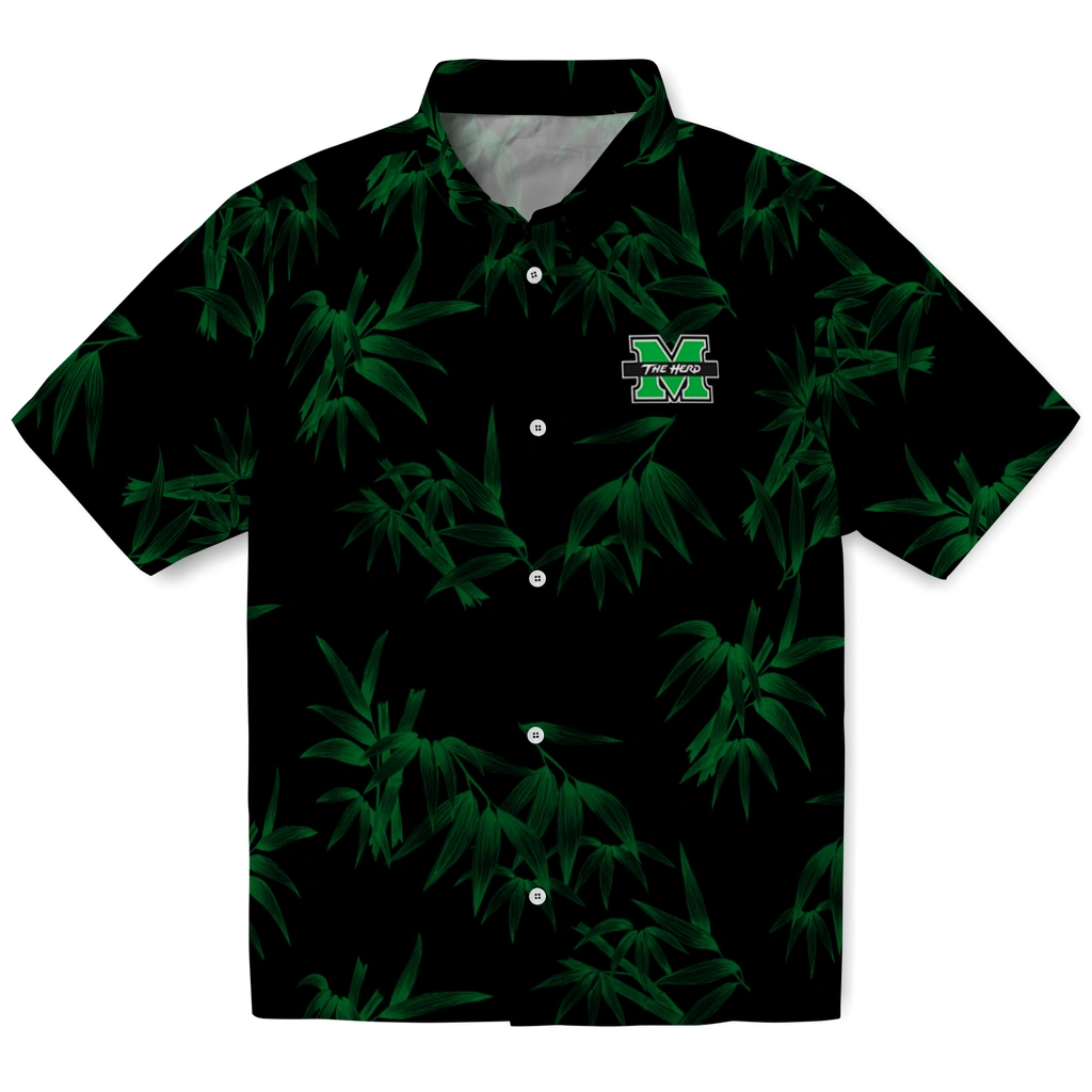 Marshall Thundering Herd Hawaiian Shirt - Bamboo Branches marshall thundering herd bamboo branches green black hawaiian shirts best selling
