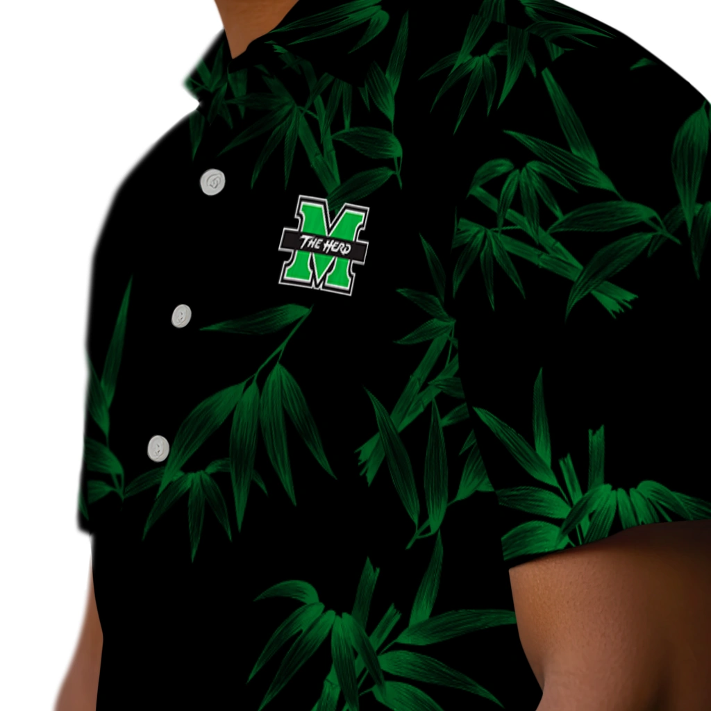 Marshall Thundering Herd Hawaiian Shirt - Bamboo Branches marshall thundering herd bamboo branches green black hawaiian shirts trendy