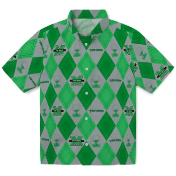 marshall thundering herd balloon plaid green hawaiian shirts best selling