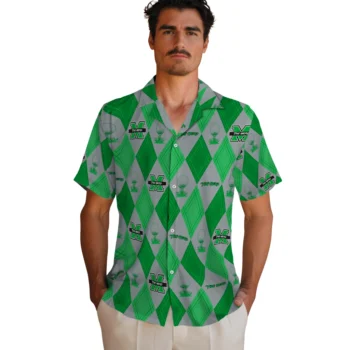 marshall thundering herd balloon plaid green hawaiian shirts fashion forward