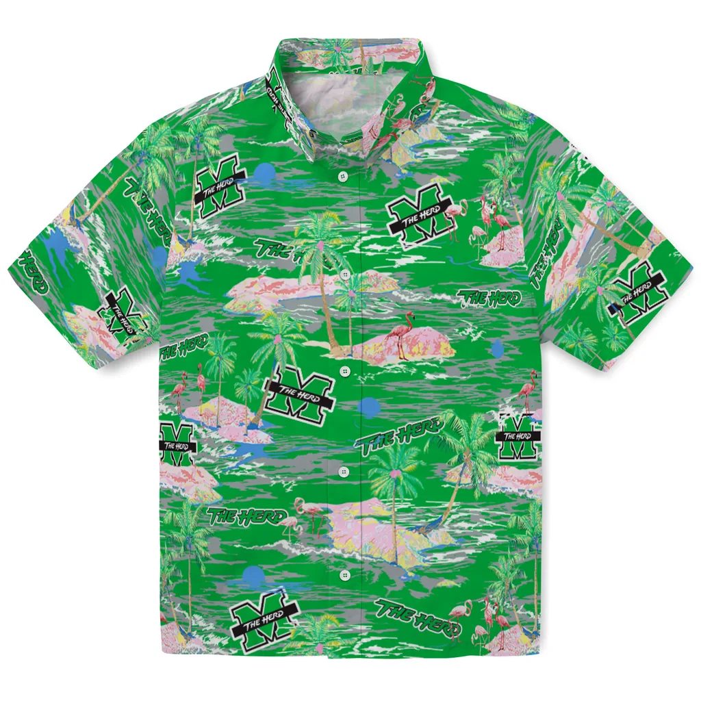 Marshall Thundering Herd Hawaiian Shirt - Hawaii Island marshall thundering herd flamingo retreat green hawaiian shirts best selling