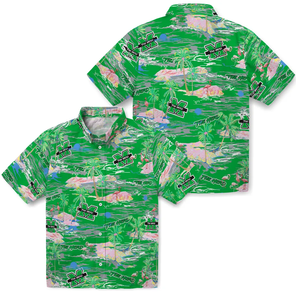 Marshall Thundering Herd Hawaiian Shirt - Hawaii Island marshall thundering herd flamingo retreat green hawaiian shirts high quality