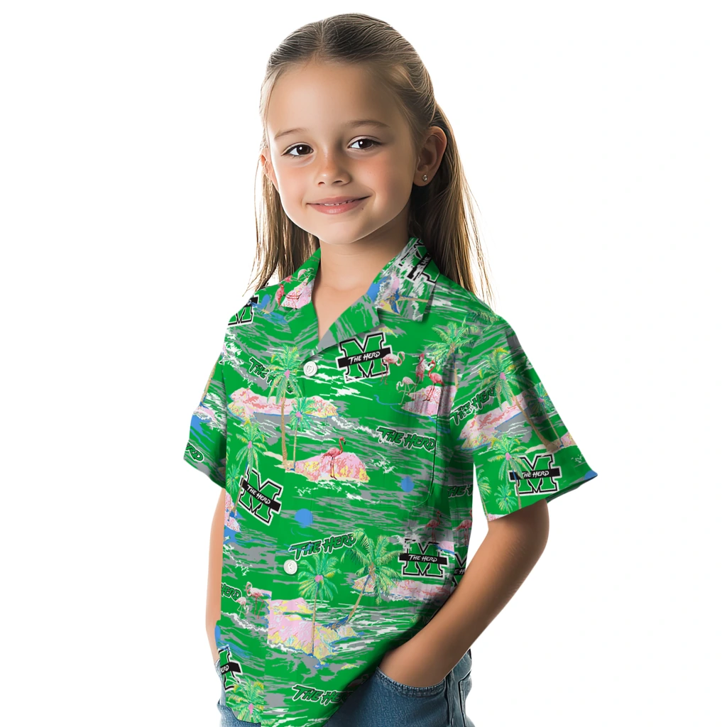 Marshall Thundering Herd Hawaiian Shirt - Hawaii Island marshall thundering herd flamingo retreat green hawaiian shirts premium grade