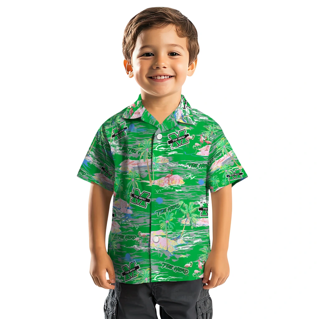 Marshall Thundering Herd Hawaiian Shirt - Hawaii Island marshall thundering herd flamingo retreat green hawaiian shirts top rated