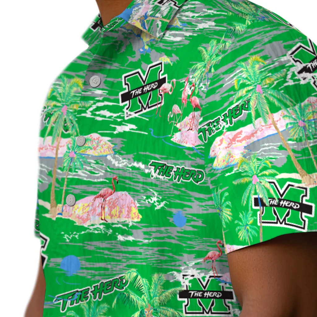 Marshall Thundering Herd Hawaiian Shirt - Hawaii Island marshall thundering herd flamingo retreat green hawaiian shirts trendy