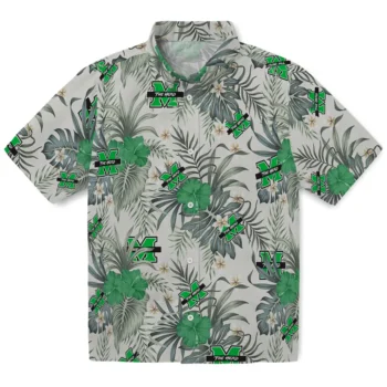 marshall thundering herd hibiscus designs beige hawaiian shirts best selling