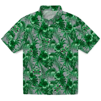 marshall thundering herd hibiscus exotic green hawaiian shirts best selling