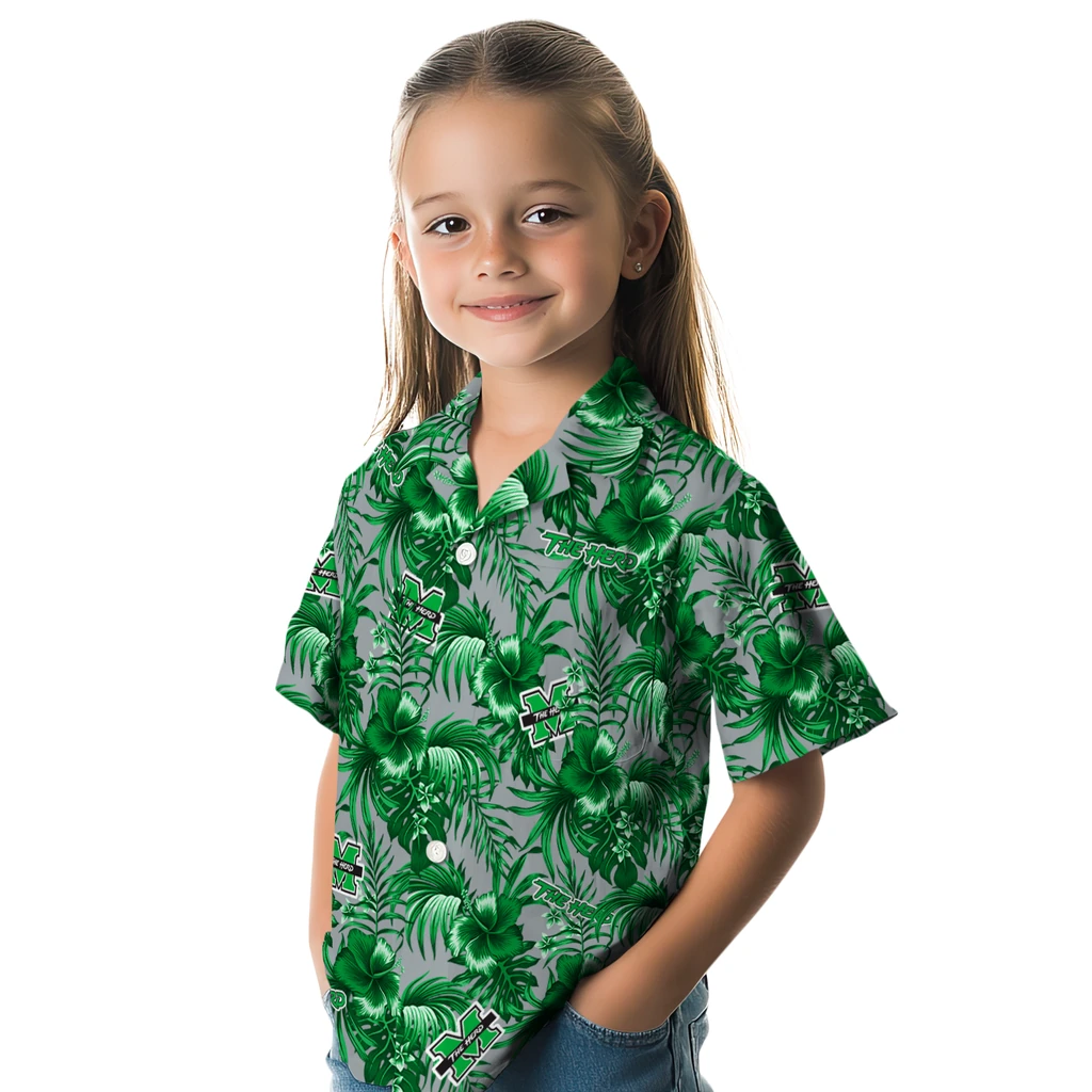 Marshall Thundering Herd Hawaiian Shirt - Hibiscus Exotic marshall thundering herd hibiscus exotic green hawaiian shirts premium grade