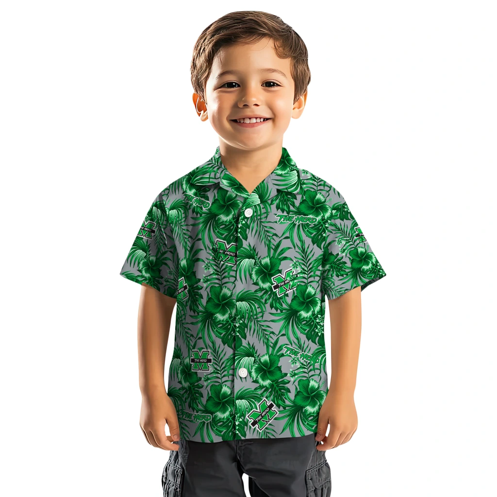 Marshall Thundering Herd Hawaiian Shirt - Hibiscus Exotic marshall thundering herd hibiscus exotic green hawaiian shirts top rated