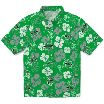 marshall thundering herd hibiscus bloom green hawaiian shirts best selling
