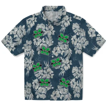 marshall thundering herd hibiscus flowers navy blue hawaiian shirts best selling