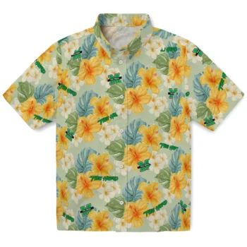 marshall thundering herd hibiscus mood pale lime yellow hawaiian shirts best selling
