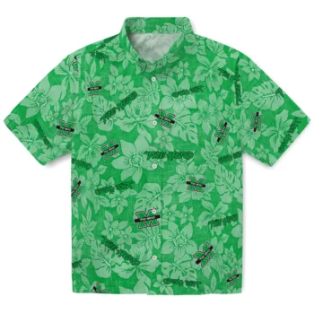 marshall thundering herd hibiscus oasis green hawaiian shirts best selling