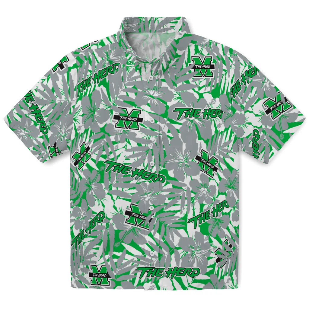 Marshall Thundering Herd Hawaiian Shirt - Hibiscus Overlay marshall thundering herd hibiscus overlay hawaiian shirts best selling