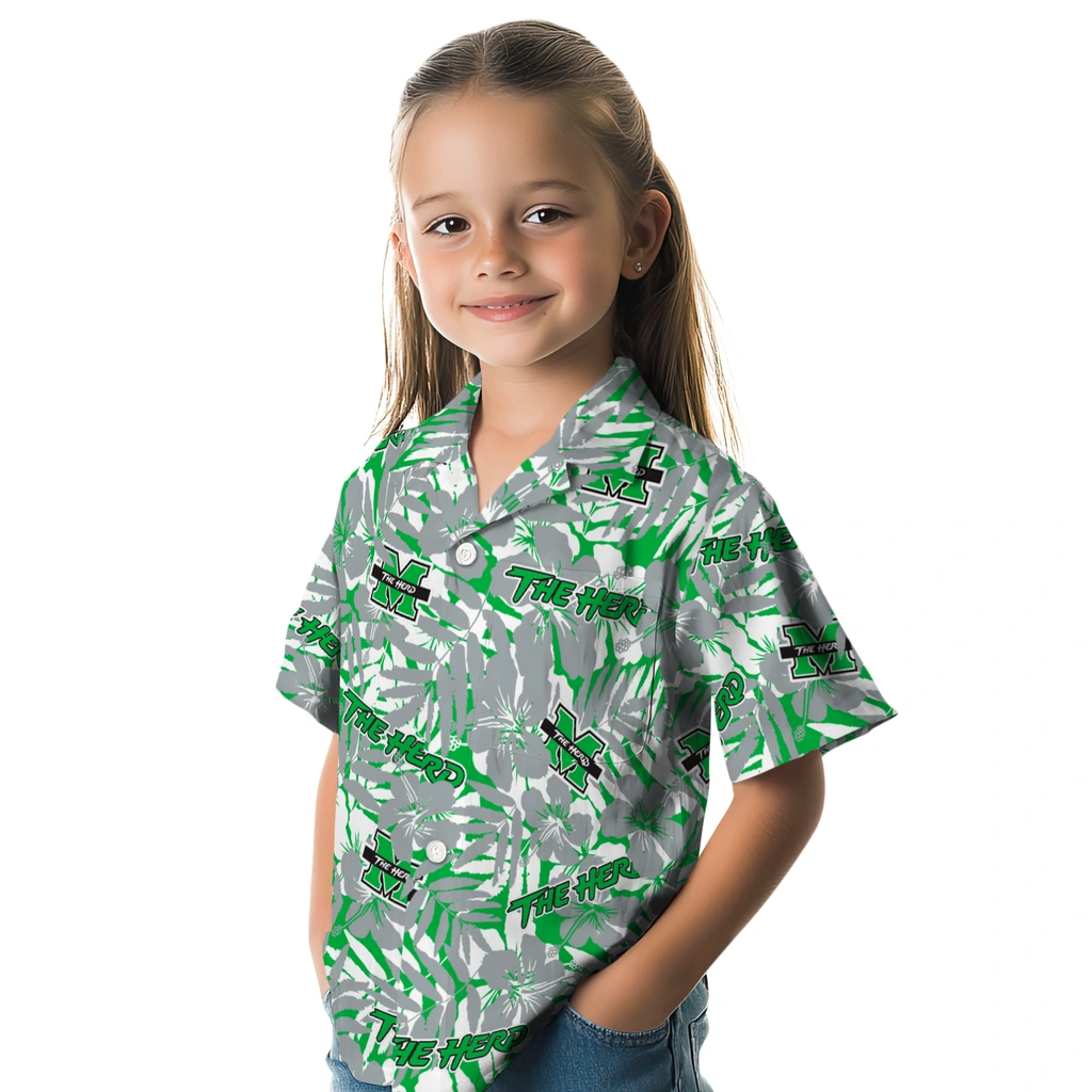 Marshall Thundering Herd Hawaiian Shirt - Hibiscus Overlay marshall thundering herd hibiscus overlay hawaiian shirts premium grade