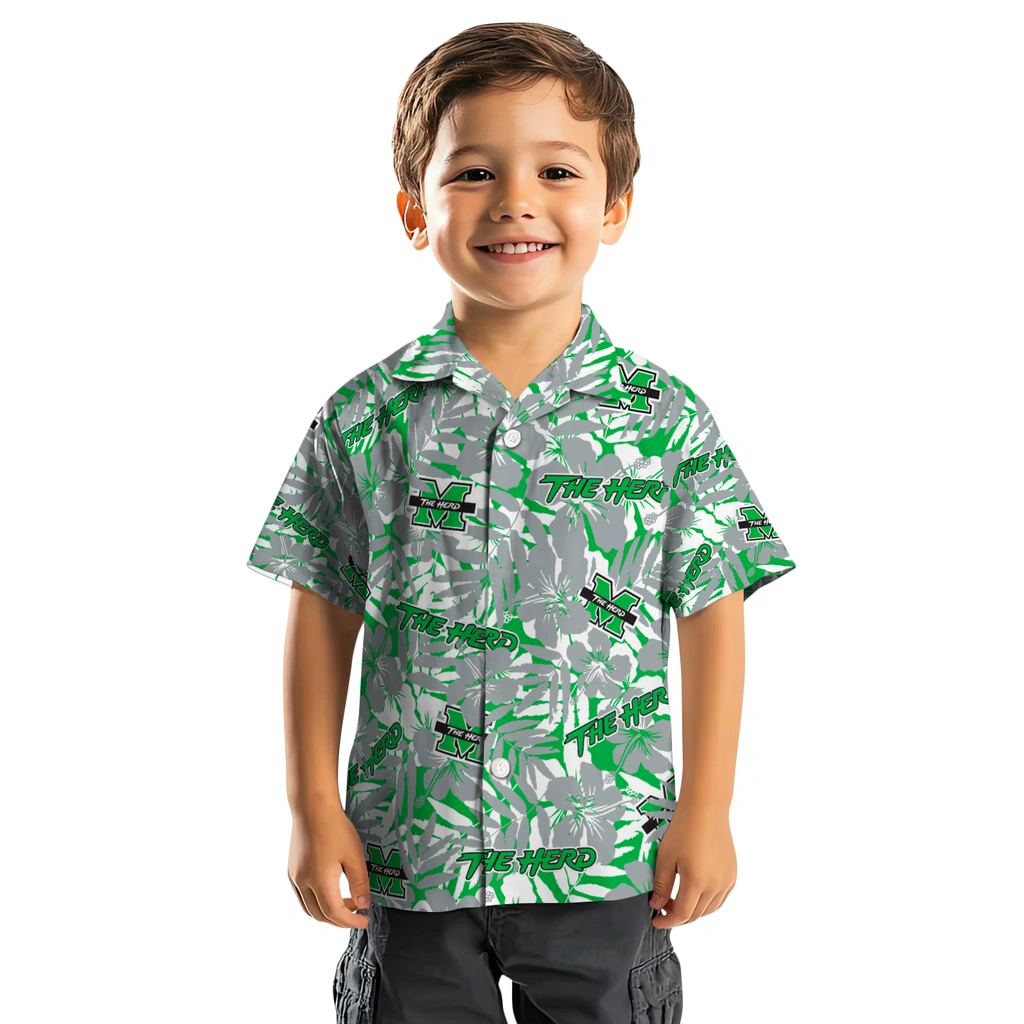 Marshall Thundering Herd Hawaiian Shirt - Hibiscus Overlay marshall thundering herd hibiscus overlay hawaiian shirts top rated