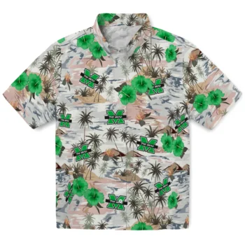 marshall thundering herd hibiscus seaside white hawaiian shirts best selling