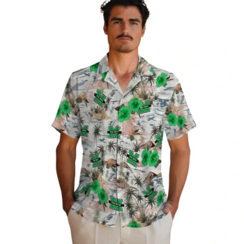 marshall thundering herd hibiscus seaside white hawaiian shirts fashion forward