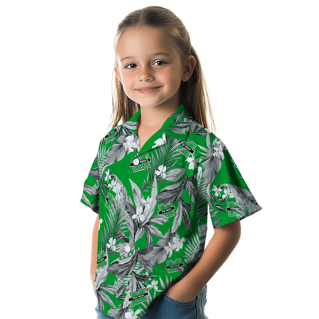 Marshall Thundering Herd Hawaiian Shirt - Palm Leaves marshall thundering herd palm leaves green hawaiian shirts premium grade