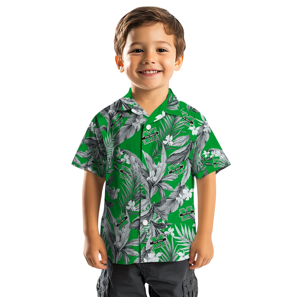 Marshall Thundering Herd Hawaiian Shirt - Palm Leaves marshall thundering herd palm leaves green hawaiian shirts top rated