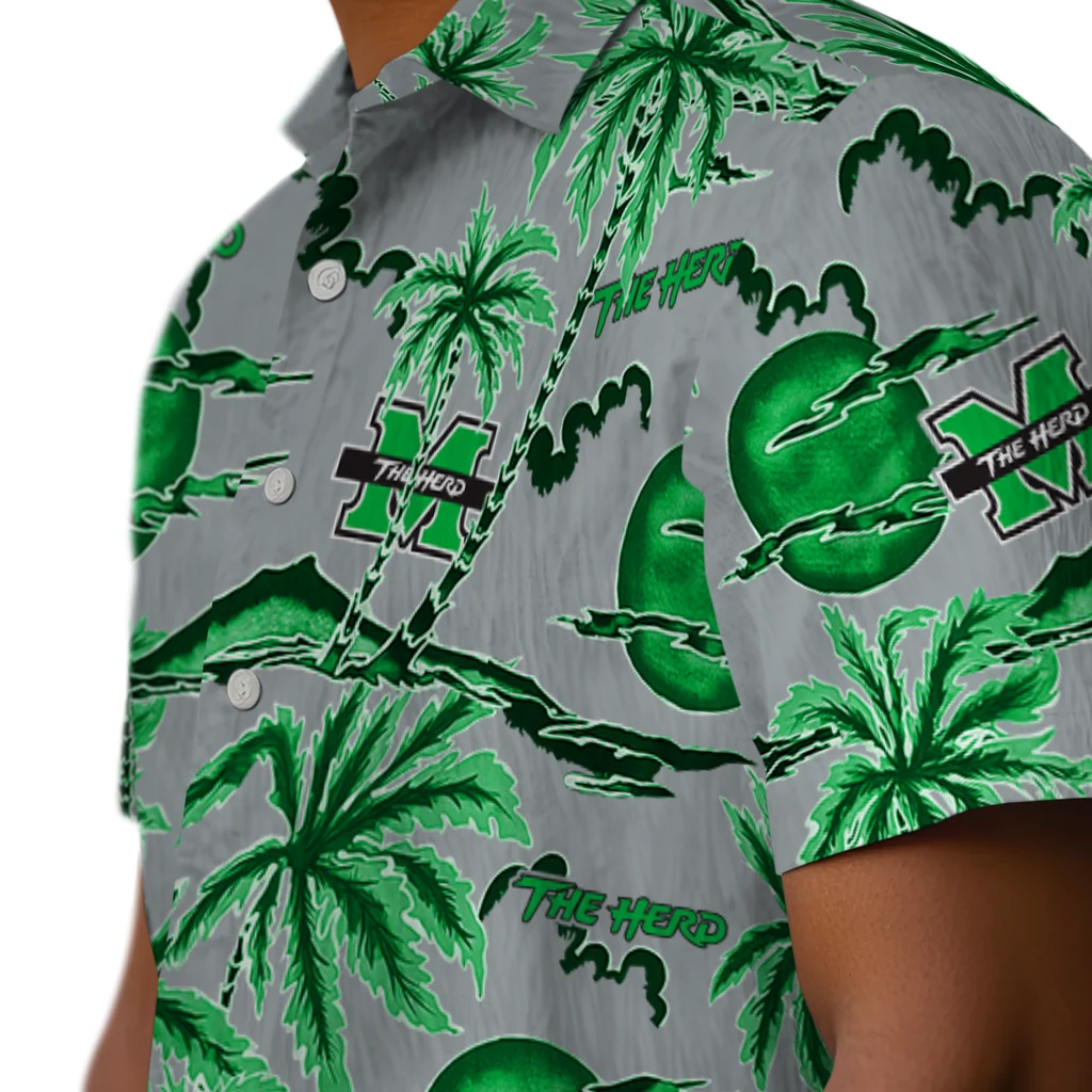 Marshall Thundering Herd Hawaiian Shirt - Palm Sunset marshall thundering herd palm sunset hawaiian shirts trendy