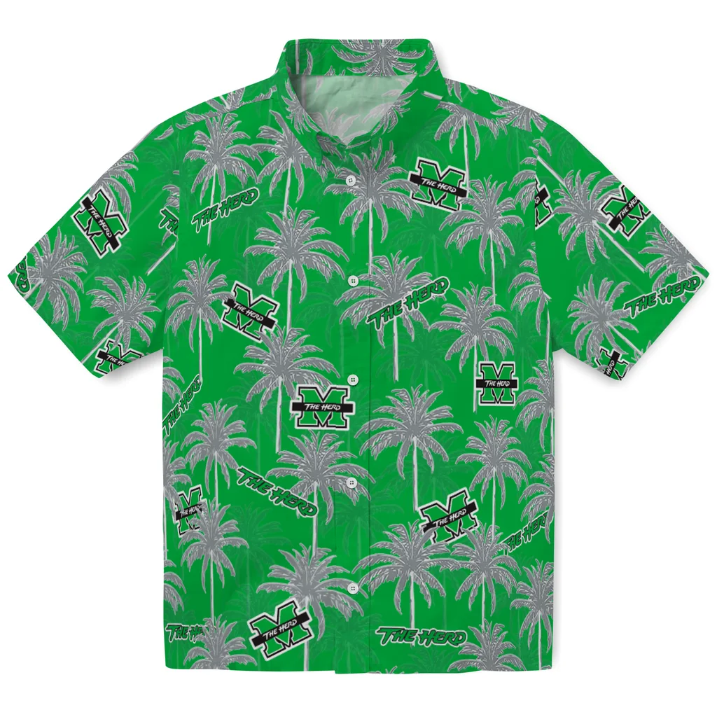 Marshall Thundering Herd Hawaiian Shirt - Palm Tree Motif marshall thundering herd palm grove green hawaiian shirts best selling