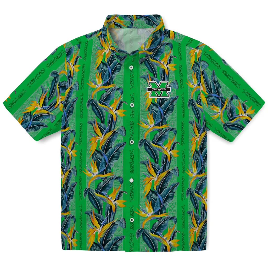 Marshall Thundering Herd Hawaiian Shirt - Paradise Vines marshall thundering herd paradise vines green hawaiian shirts best selling