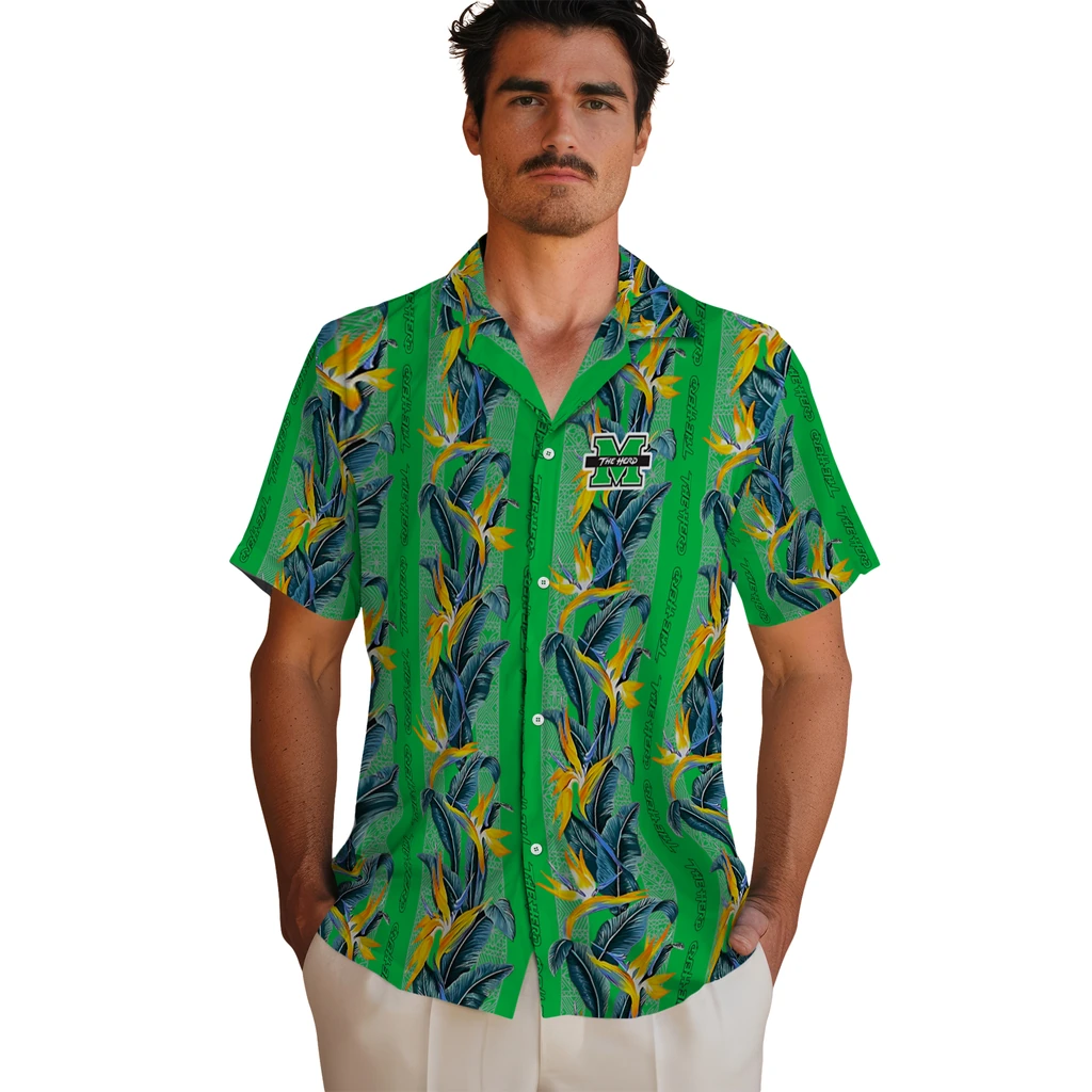 Marshall Thundering Herd Hawaiian Shirt - Paradise Vines marshall thundering herd paradise vines green hawaiian shirts fashion forward