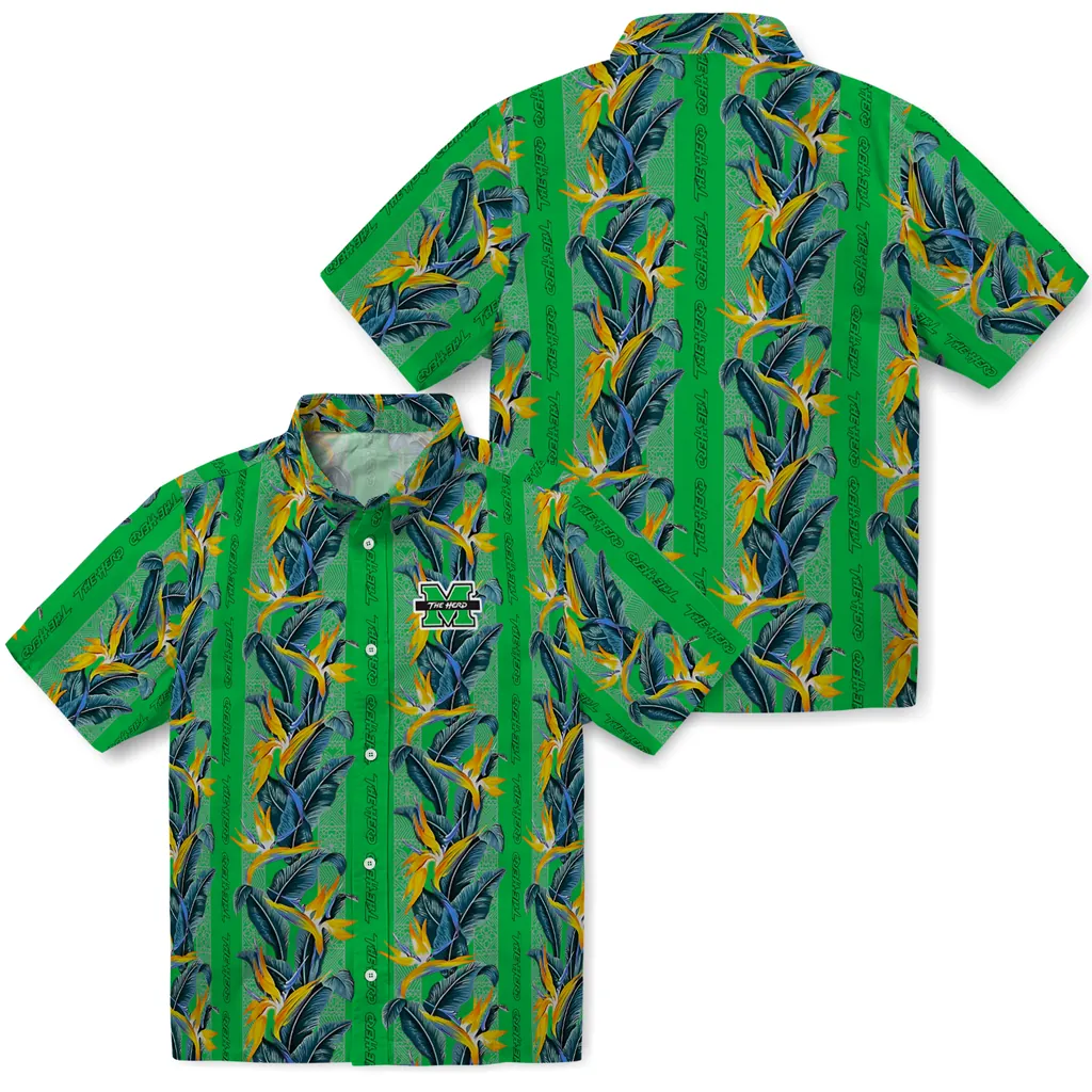 Marshall Thundering Herd Hawaiian Shirt - Paradise Vines marshall thundering herd paradise vines green hawaiian shirts high quality
