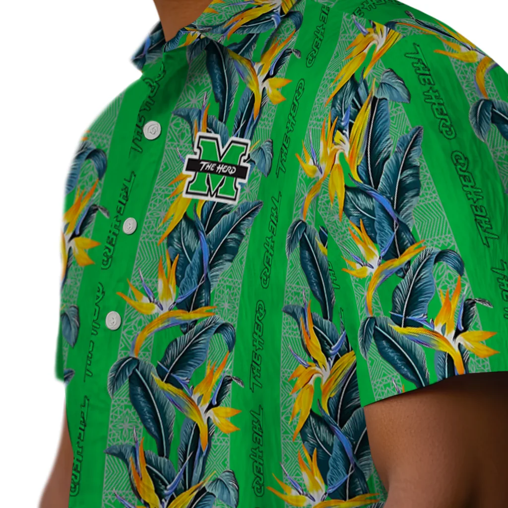 Marshall Thundering Herd Hawaiian Shirt - Paradise Vines marshall thundering herd paradise vines green hawaiian shirts trendy