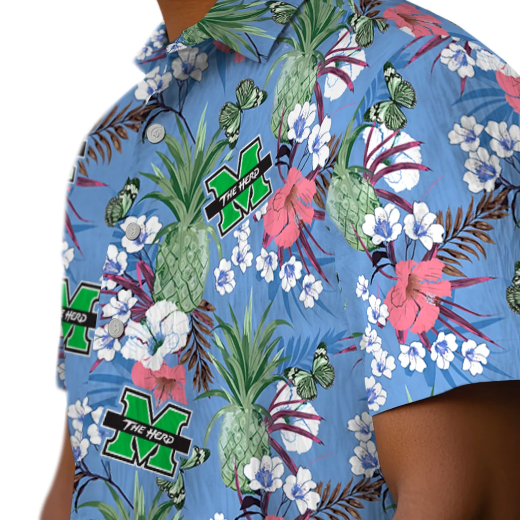 Marshall Thundering Herd Hawaiian Shirt - Pineapple Bouquet marshall thundering herd pineapple bouquet best sky blue hawaiian shirts trendy