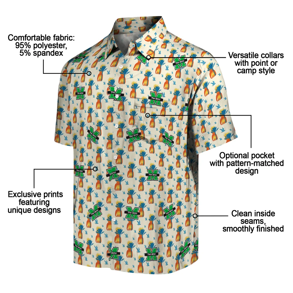 Marshall Thundering Herd Hawaiian Shirt - Pineapple Delight marshall thundering herd pineapple delight beige hawaiian shirts new arrival