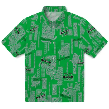 marshall thundering herd turtle lines green hawaiian shirts best selling