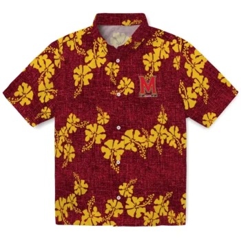 maryland terrapins hibiscus petals red hawaiian shirts best selling