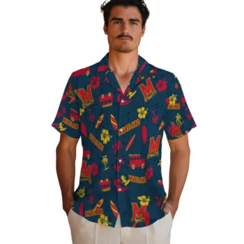 maryland terrapins beach vibe navy hawaiian shirts fashion forward