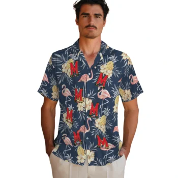 maryland terrapins flamingo hibiscus navy hawaiian shirts fashion forward