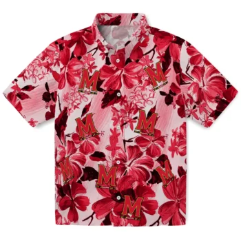 maryland terrapins hibiscus arrangement red hawaiian shirts best selling