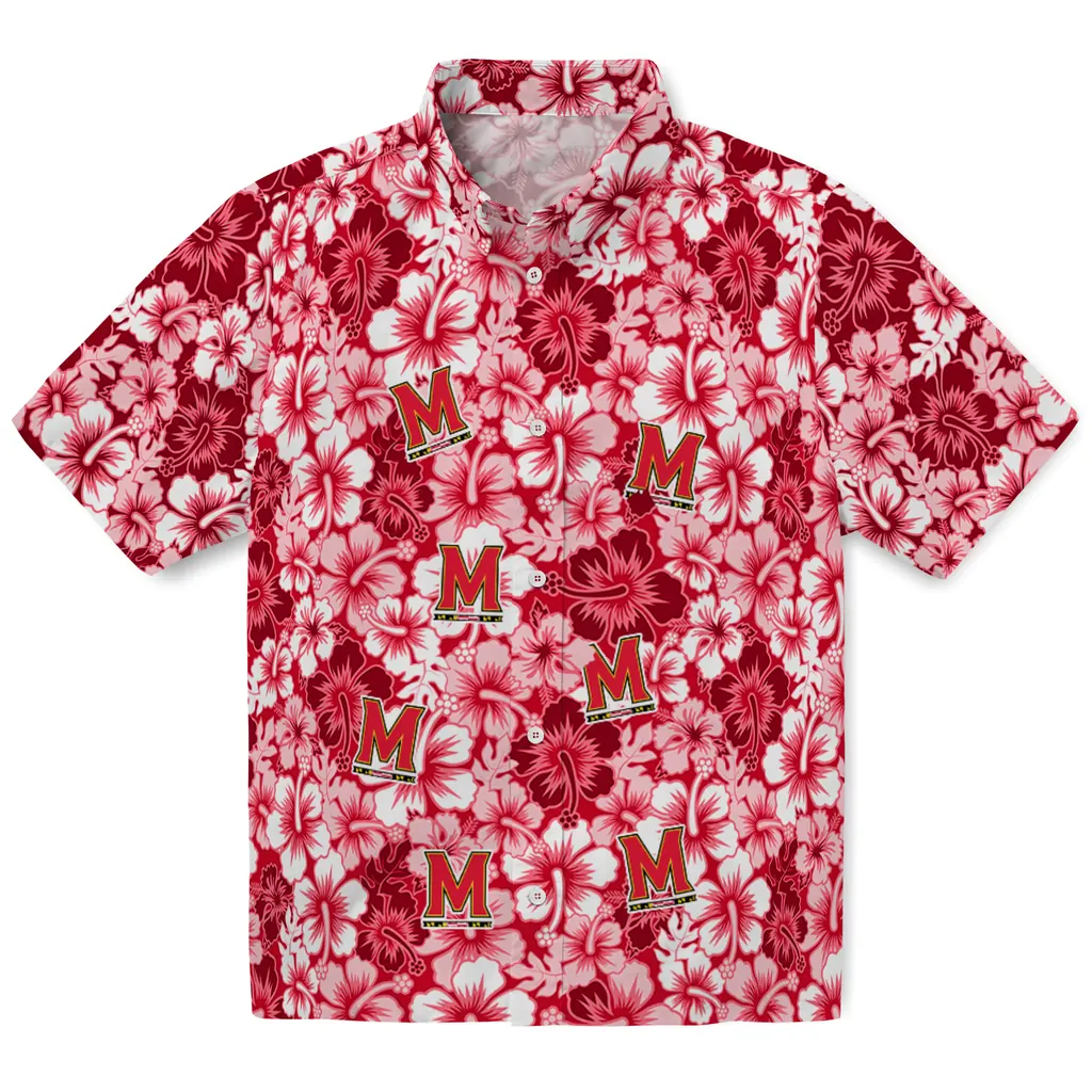 Maryland Terrapins Hawaiian Shirt - Hibiscus Blooms maryland terrapins hibiscus blooms red hawaiian shirts best selling