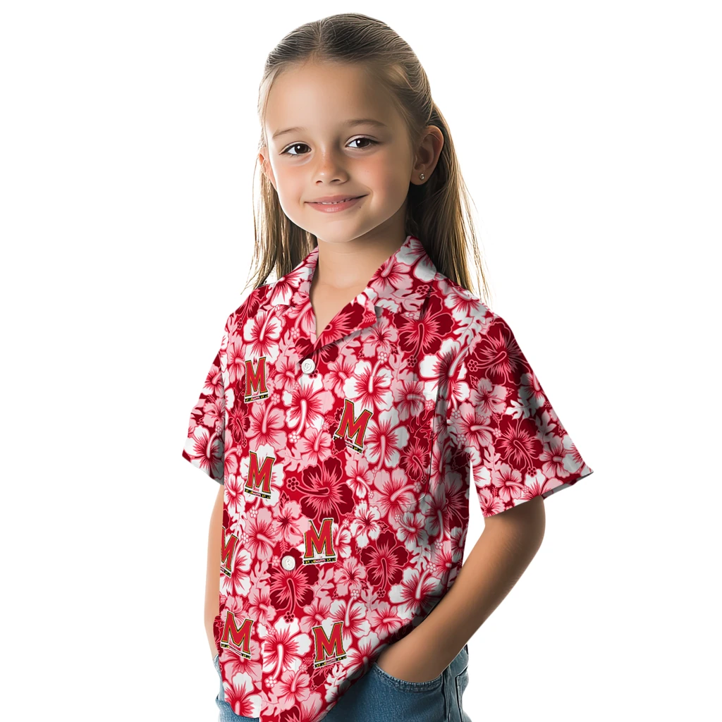 Maryland Terrapins Hawaiian Shirt - Hibiscus Blooms maryland terrapins hibiscus blooms red hawaiian shirts premium grade
