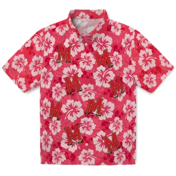 maryland terrapins hibiscus cluster red hawaiian shirts best selling