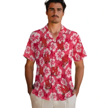 maryland terrapins hibiscus cluster red hawaiian shirts fashion forward
