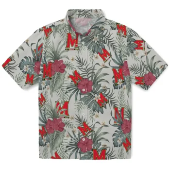 maryland terrapins hibiscus designs beige hawaiian shirts best selling