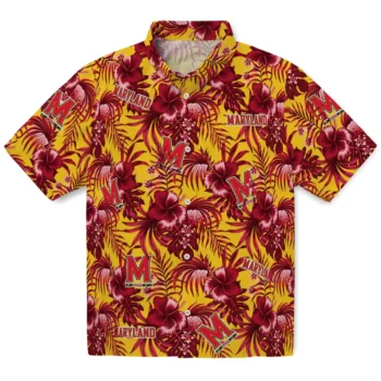 maryland terrapins hibiscus exotic red hawaiian shirts best selling