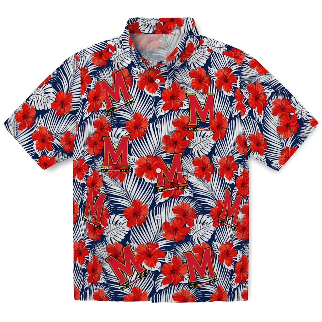 Maryland Terrapins Hawaiian Shirt - Hibiscus Fiesta maryland terrapins hibiscus fiesta red royal blue hawaiian shirts best selling