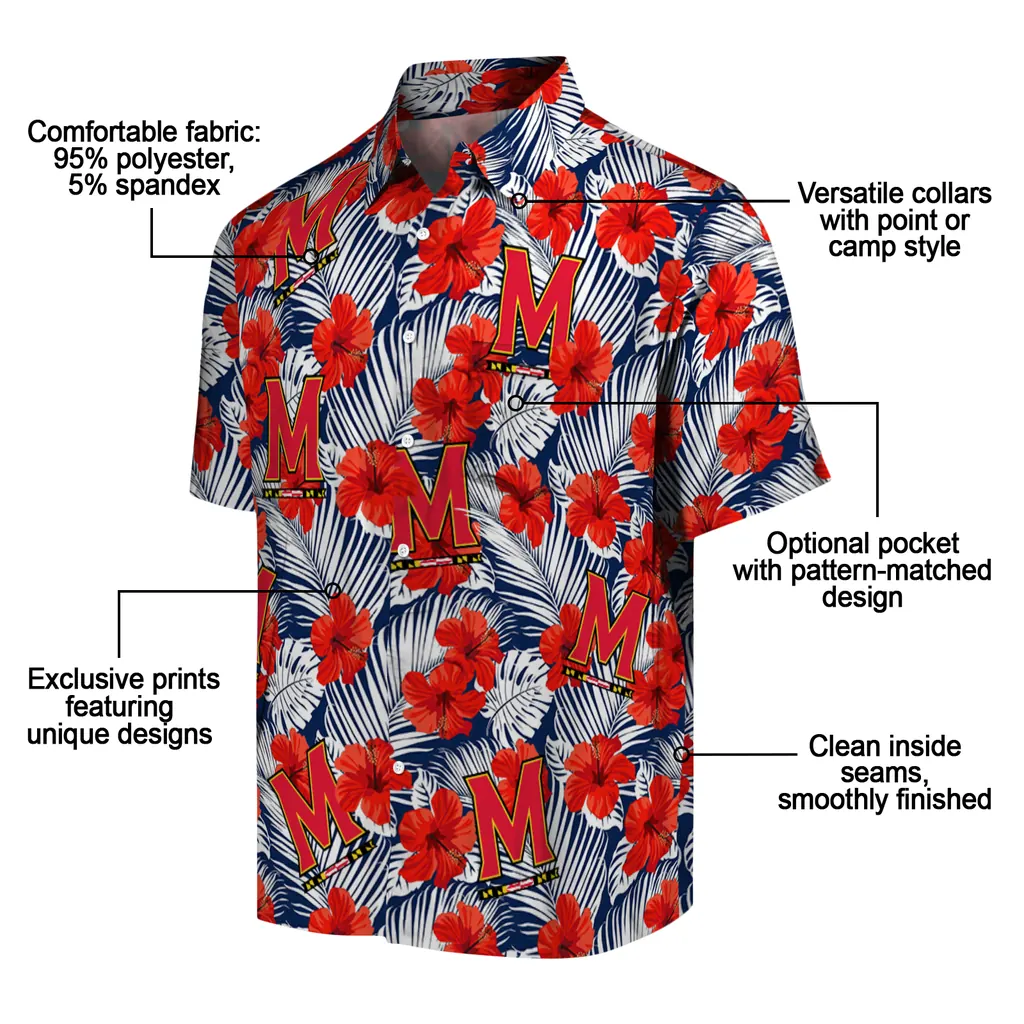 Maryland Terrapins Hawaiian Shirt - Hibiscus Fiesta maryland terrapins hibiscus fiesta red royal blue hawaiian shirts new arrival