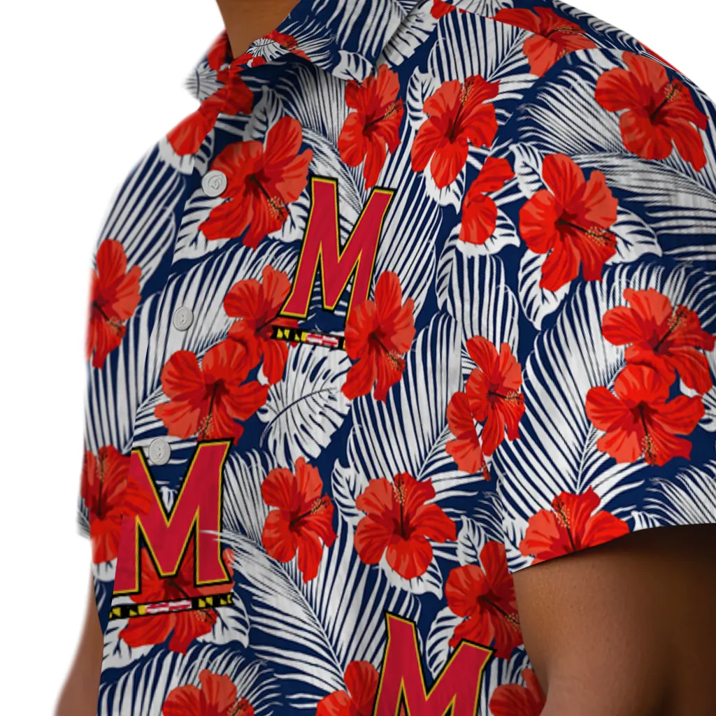 Maryland Terrapins Hawaiian Shirt - Hibiscus Fiesta maryland terrapins hibiscus fiesta red royal blue hawaiian shirts trendy